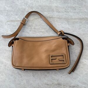 Fendi “Simply Fendi” Brown Leather Handbag Mini Purse with Shoulder Strap